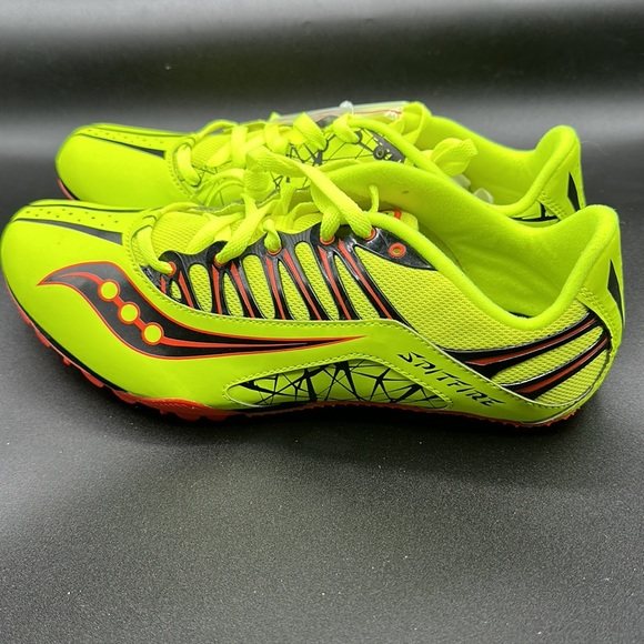 NEW in BOX Saucony Spitfre Yellow/orange men’s 11 track spikes - Picture 3 of 11